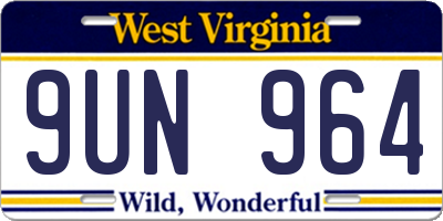 WV license plate 9UN964