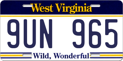 WV license plate 9UN965