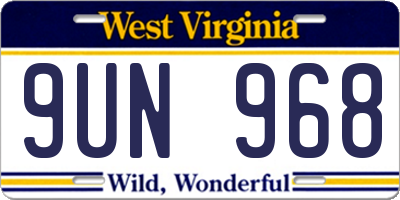 WV license plate 9UN968