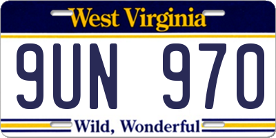 WV license plate 9UN970