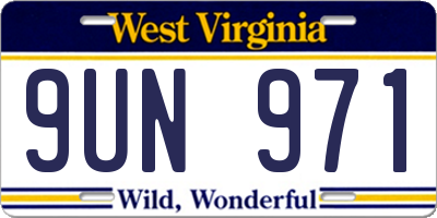WV license plate 9UN971