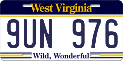 WV license plate 9UN976