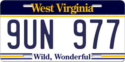 WV license plate 9UN977