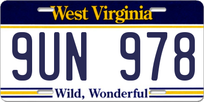 WV license plate 9UN978