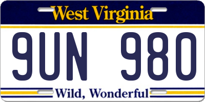 WV license plate 9UN980