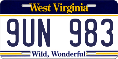 WV license plate 9UN983