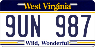 WV license plate 9UN987
