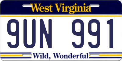 WV license plate 9UN991