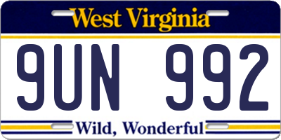 WV license plate 9UN992