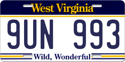 WV license plate 9UN993