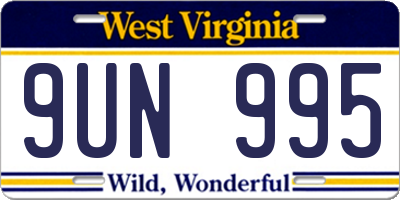 WV license plate 9UN995