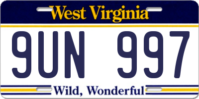 WV license plate 9UN997