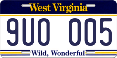 WV license plate 9UO005