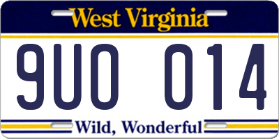 WV license plate 9UO014