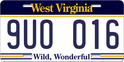 WV license plate 9UO016