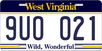 WV license plate 9UO021