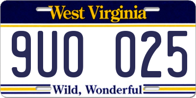 WV license plate 9UO025