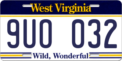 WV license plate 9UO032