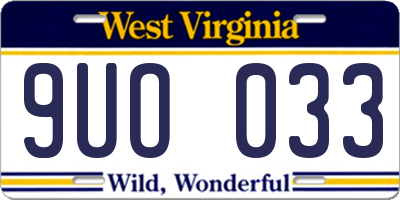 WV license plate 9UO033