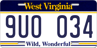 WV license plate 9UO034