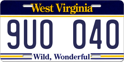 WV license plate 9UO040