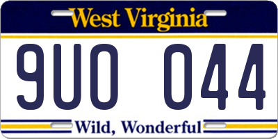 WV license plate 9UO044