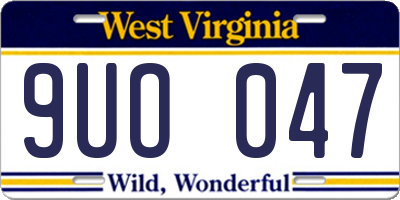 WV license plate 9UO047