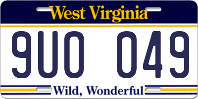 WV license plate 9UO049