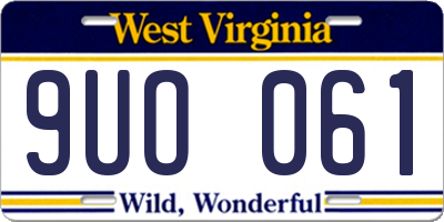 WV license plate 9UO061