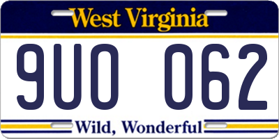 WV license plate 9UO062