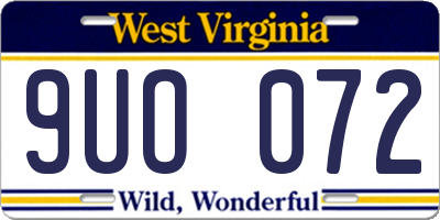 WV license plate 9UO072