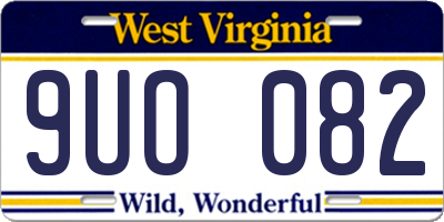 WV license plate 9UO082