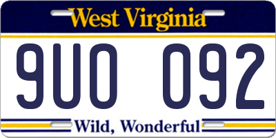 WV license plate 9UO092