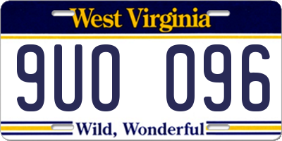 WV license plate 9UO096