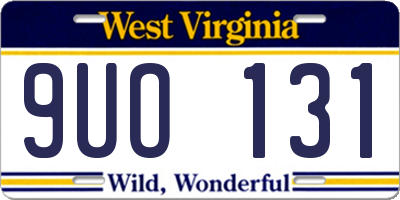 WV license plate 9UO131