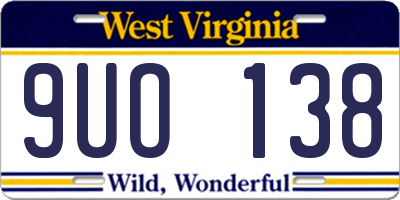 WV license plate 9UO138