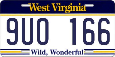 WV license plate 9UO166