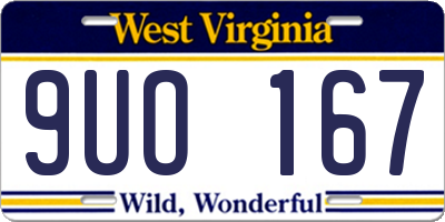 WV license plate 9UO167