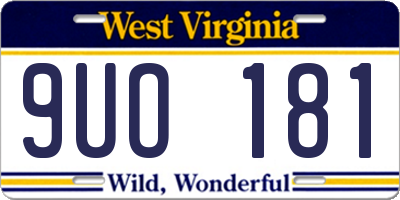 WV license plate 9UO181