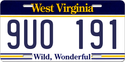 WV license plate 9UO191