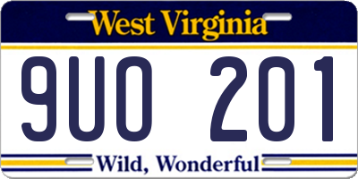 WV license plate 9UO201