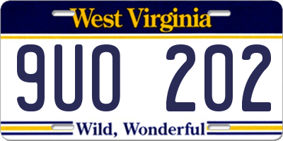 WV license plate 9UO202