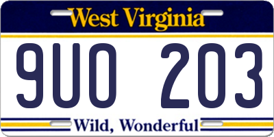 WV license plate 9UO203
