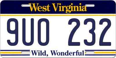WV license plate 9UO232
