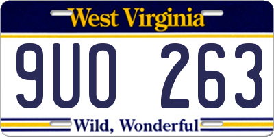 WV license plate 9UO263