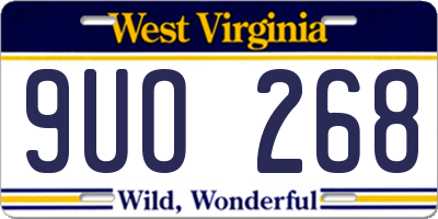 WV license plate 9UO268