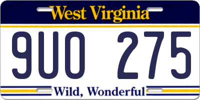 WV license plate 9UO275