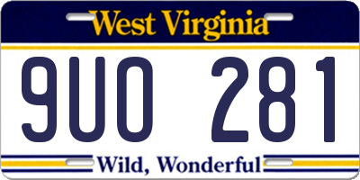 WV license plate 9UO281