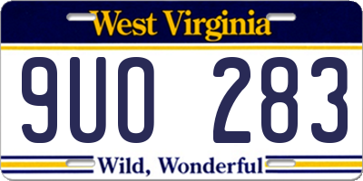 WV license plate 9UO283