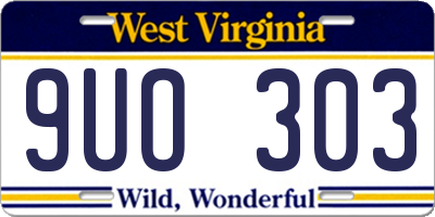 WV license plate 9UO303